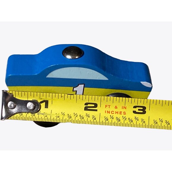 Wooden Race Car Toys Set Of 3 - Red Blue & White – Numbered 1 2 3 - Picture 10 of 11